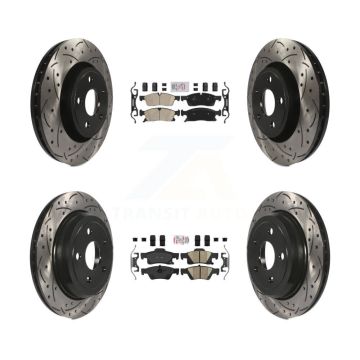 Front Rear Ceramic Pad Coated Drill Slot Disc Brake Rotors Kit For Jeep Grand Cherokee WK KDA-101101