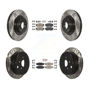 Front Rear Ceramic Pad & Drilled Slot Brake Rotor Kit For Subaru Outback Forester Impreza KDA-101106
