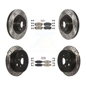 Front Rear Ceramic Pad & Drilled Slot Brake Rotor Kit For Subaru Outback Forester Impreza KDA-101108