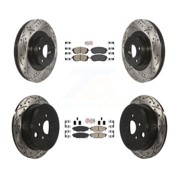 Front Rear Ceramic Pad & Drilled Slot Brake Rotor Kit For Subaru Outback Forester Impreza KDA-101109