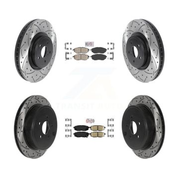 Front Rear Ceramic Pad Coated Drilled Slot Disc Brake Rotor Kit For Subaru Outback Legacy KDA-101111