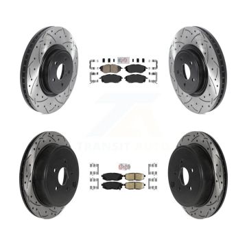 Front Rear Ceramic Pad Coated Drilled Slot Disc Brake Rotor Kit For Subaru Outback Legacy KDA-101113