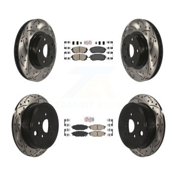 Front Rear Ceramic Pad And Coated Drilled Slotted Disc Brake Rotor Kit For Subaru Impreza KDA-101114