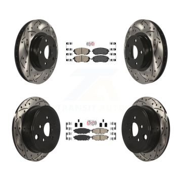 Front Rear Ceramic Pad And Coated Drilled Slotted Disc Brake Rotor Kit For Subaru Impreza KDA-101120