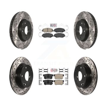 Front Rear Ceramic Pads And Coated Drilled Slotted Disc Brake Rotors Kit For Honda Civic KDA-101130