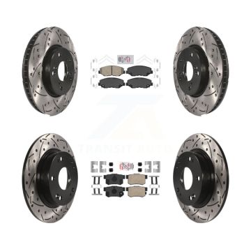 Front Rear Ceramic Pads And Coated Drilled Slotted Disc Brake Rotors Kit For Honda Civic KDA-101131