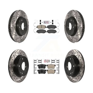 Front Rear Ceramic Pads And Coated Drilled Slotted Disc Brake Rotors Kit For Honda Civic KDA-101132