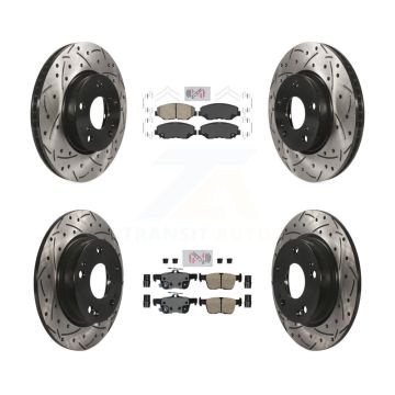 Front Rear Ceramic Pads And Coated Drilled Slotted Disc Brake Rotors Kit For Honda Civic KDA-101134