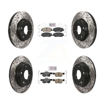 Front Rear Ceramic Pads And Coated Drilled Slotted Disc Brake Rotors Kit For Honda Civic KDA-101135