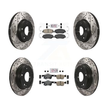 Front Rear Ceramic Pads And Coated Drilled Slotted Disc Brake Rotors Kit For Honda Civic KDA-101136