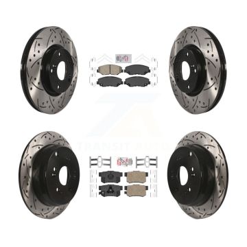 Front Rear Ceramic Pad Coated Drilled Slot Disc Brake Rotors Kit For 2005-2006 Honda CR-V KDA-101138