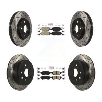 Front Semi-Metallic Rear Ceramic Pad Coat Drill Slot Disc Brake Rotor Kit For Lexus IS250 KDA-101144