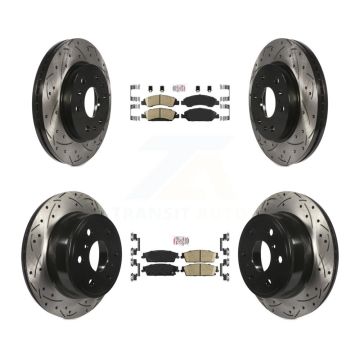 Front Rear Ceramic Pad Drill Slot Brake Rotor Kit For Chevrolet GMC Sierra 1500 Silverado KDA-101173