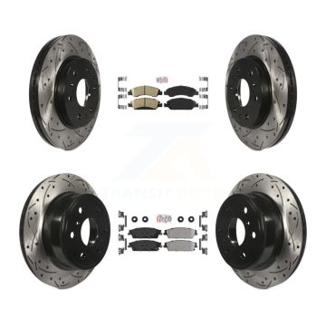 Front Ceramic Rear Semi-Metallic Pad Drill Slot Brake Rotors Kit For Chevrolet GMC Sierra KDA-101174