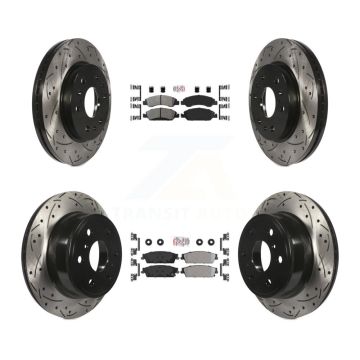 Front Rear Semi-Metallic Pad Drill Slot Brake Rotors Kit For Chevrolet GMC Sierra 1500 XL KDA-101176