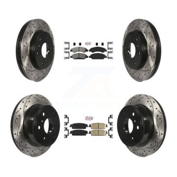 Front Semi-Metallic Rear Ceramic Pad Drill Slot Brake Rotors Kit For Chevrolet GMC Sierra KDA-101177
