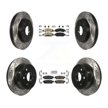Front Ceramic Rear Semi-Metallic Pad Drill Slot Brake Rotor Kit For GMC Sierra 1500 Tahoe KDA-101178