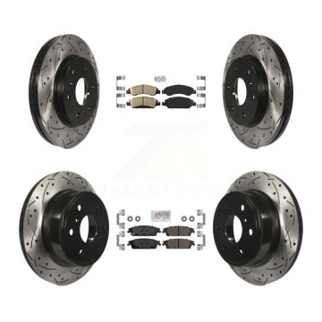 Front Ceramic Rear Semi-Metallic Pad Drill Slot Brake Rotor Kit For GMC Sierra 1500 Tahoe KDA-101180