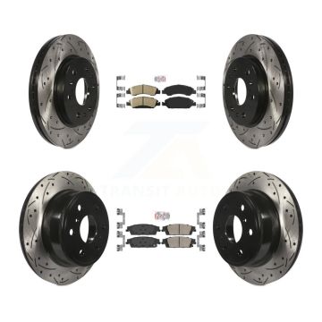 Front Rear Ceramic Pad Drill Slot Brake Rotor Kit For GMC Sierra 1500 Chevrolet Silverado KDA-101181