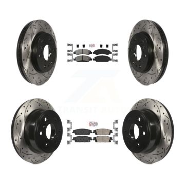 Front Semi-Metallic Rear Ceramic Pad Drill Slot Brake Rotor Kit For GMC Sierra 1500 Tahoe KDA-101183