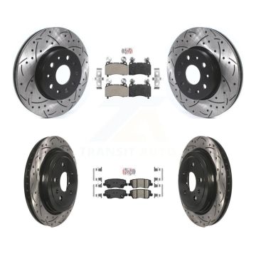 Front Semi-Metallic Rear Ceramic Pad & Drilled Slot Disc Brake Rotor Kit For Cadillac CTS KDA-101192