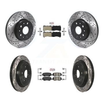 Front Semi-Metallic Rear Ceramic Pad & Drilled Slot Disc Brake Rotor Kit For Cadillac CTS KDA-101194