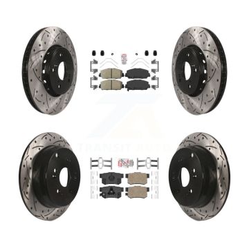 Front Rear Ceramic Pad & Coated Drilled Slot Disc Brake Rotor Kit For 2013-2018 Acura RDX KDA-101207