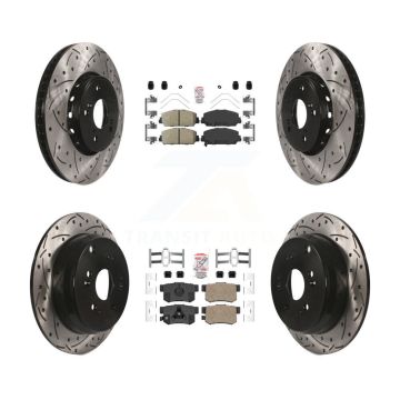 Front Rear Ceramic Pad & Coated Drilled Slot Disc Brake Rotor Kit For 2013-2018 Acura RDX KDA-101208