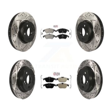 Front Rear Semi-Metallic Pad Drill Slot Brake Rotors Kit For Mercedes-Benz C300 C350 E350 KDA-101209