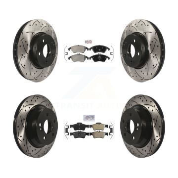Front Rear Semi-Metallic Pad Drill Slot Disc Brake Rotors Kit For Mercedes-Benz E350 E400 KDA-101211