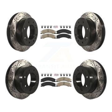 Front Rear Ceramic Pad Drilled Slot Brake Rotor Kit For GMC Chevrolet Sierra 2500 HD 3500 KDA-101214