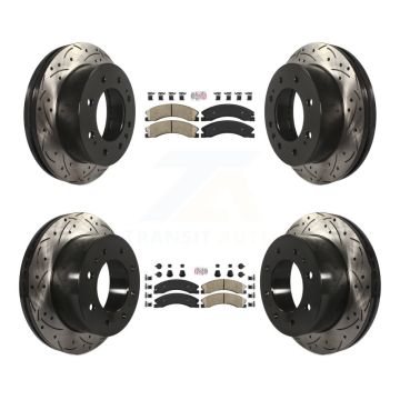 Front Rear Ceramic Pad Drilled Slot Brake Rotor Kit For GMC Chevrolet Sierra 2500 HD 3500 KDA-101218