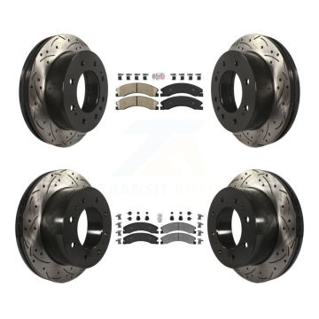 Front Ceramic Rear Semi-Metallic Pad Drill Slot Brake Rotors Kit For GMC Chevrolet Sierra KDA-101219