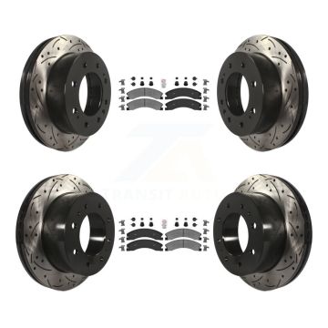 Front Rear Semi-Metallic Pad Drill Slot Brake Rotors Kit For GMC Chevrolet Sierra 2500 HD KDA-101225