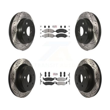 Front Rear Semi-Metallic Pad Drill Slot Brake Rotors Kit For Ram 1500 Classic Dodge Aspen KDA-101230