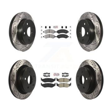Front Rear Semi-Metallic Pad Drill Slot Brake Rotors Kit For Ram 1500 Classic Dodge Aspen KDA-101231
