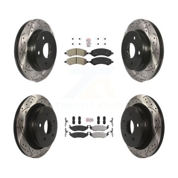 Front Rear Semi-Metallic Pad Drill Slot Brake Rotors Kit For Ram 1500 Classic Dodge Aspen KDA-101232