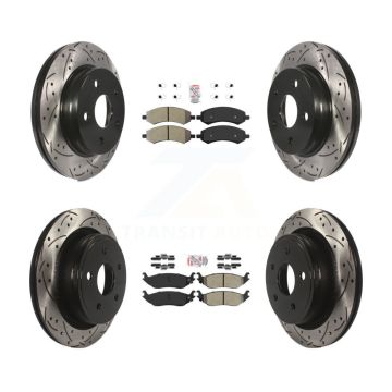 Front Rear Semi-Metallic Pad Drill Slot Brake Rotors Kit For Ram 1500 Classic Dodge Aspen KDA-101233