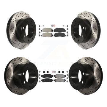 Front Rear Semi-Metallic Pad Drilled Slot Brake Rotor Kit For Ford F-350 Super Duty F-250 KDA-101235