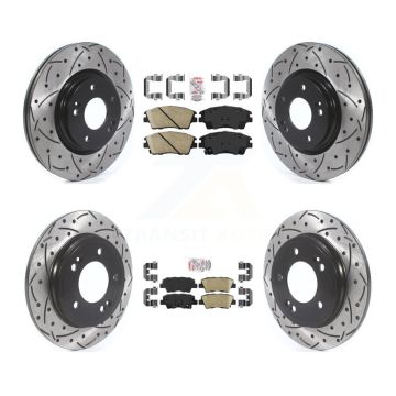 Front Rear Ceramic Pad Drill Slot Disc Brake Rotor Kit For 2017-2020 Hyundai Elantra 1.6L KDA-101260