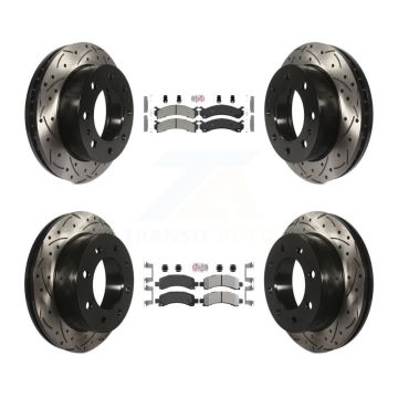 Front Rear Semi-Metallic Pad Drilled Slot Brake Rotors Kit For Chevrolet Express 2500 GMC KDA-101262