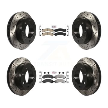 Front Ceramic Rear Semi-Metallic Pad Drill Slot Brake Rotor Kit For Chevrolet Express GMC KDA-101264