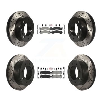 Front Rear Semi-Metallic Pad Drill Slot Brake Rotors Kit For Chevrolet GMC Sierra 2500 HD KDA-101265