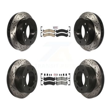 Front Ceramic Rear Semi-Metallic Pad Drill Slot Brake Rotors Kit For Chevrolet GMC Sierra KDA-101267