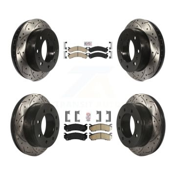 Front Rear Ceramic Pad Drilled Slot Brake Rotor Kit For Chevrolet GMC Sierra 2500 HD 3500 KDA-101268