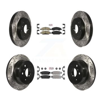 Front Ceramic Rear Semi-Metallic Pad Drilled Slot Brake Rotor Kit For Chevrolet Avalanche KDA-101288