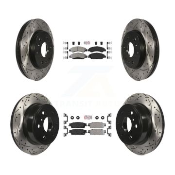 Front Rear Semi-Metallic Pad Drill Slot Brake Rotors Kit For Chevrolet Avalanche Cadillac KDA-101290