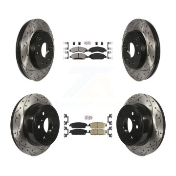 Front Semi-Metallic Rear Ceramic Pad Drilled Slot Brake Rotor Kit For Chevrolet Avalanche KDA-101291