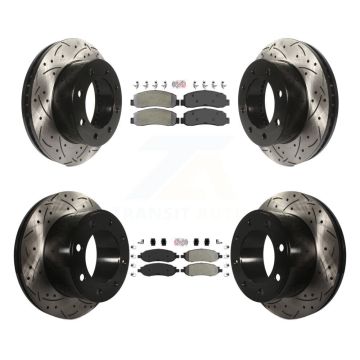 Front Rear Semi-Metallic Pad Drilled Slot Brake Rotor Kit For Ford F-350 Super Duty F-250 KDA-101292