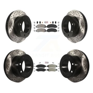 Front Rear Semi-Metallic Pad Drilled Slot Brake Rotor Kit For Ford F-350 Super Duty F-250 KDA-101295